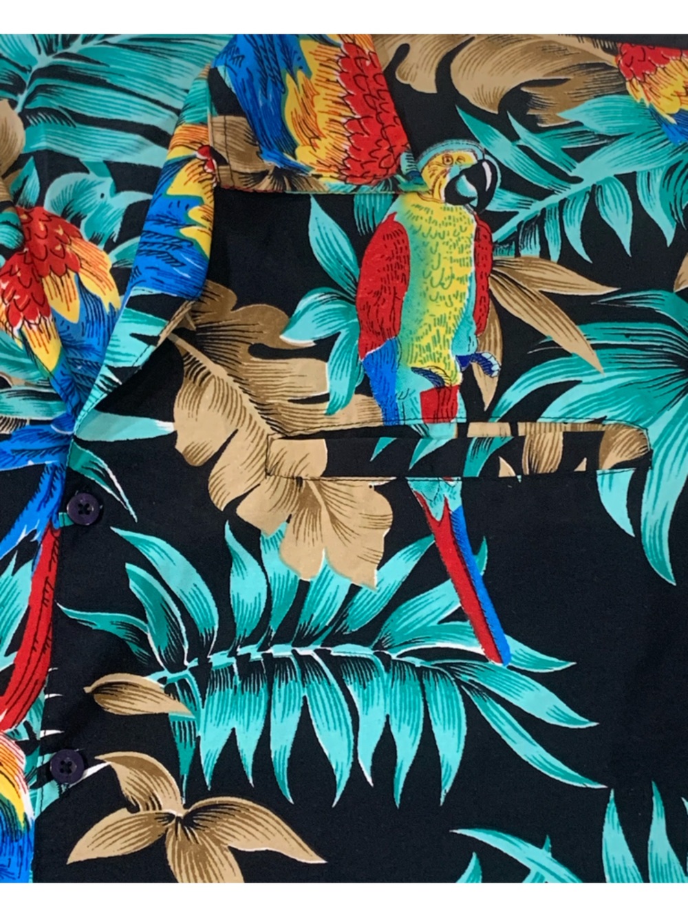 Pacific Company Men’s Hawaiian shirt Medium Floral Beach Parrot Print Magnum PI - Picture 5 of 14